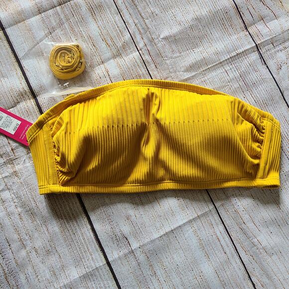 Mustard Textured Strapless Bikini Top - Picture 1 of 6